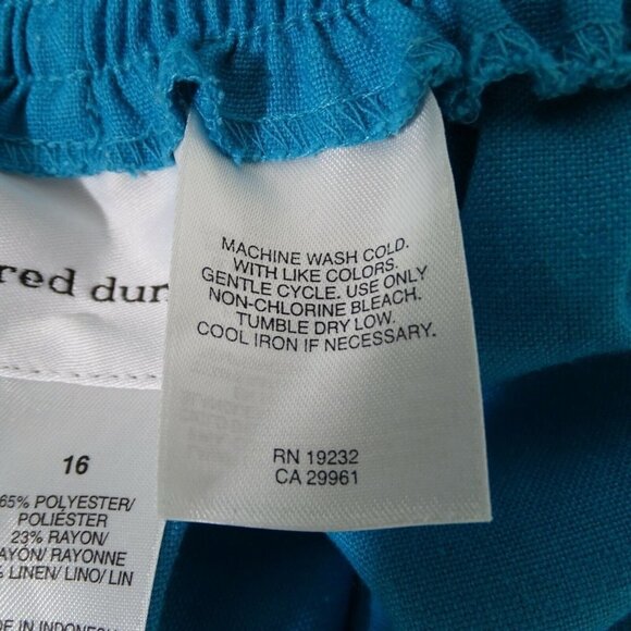 Alfred Dunner Linen Blend Pants Pull-on Women Size 16 Blue Turquoise Pockets - Picture 7 of 7